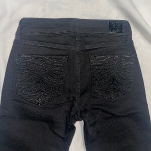 New Guess Brittney Skinny Jeans Zebra Pocket Print Solid Black 0 24